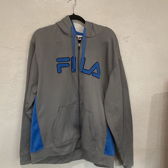 Fila Hoodie XXL Gray/Blue big logo like new - Picture 1 of 9